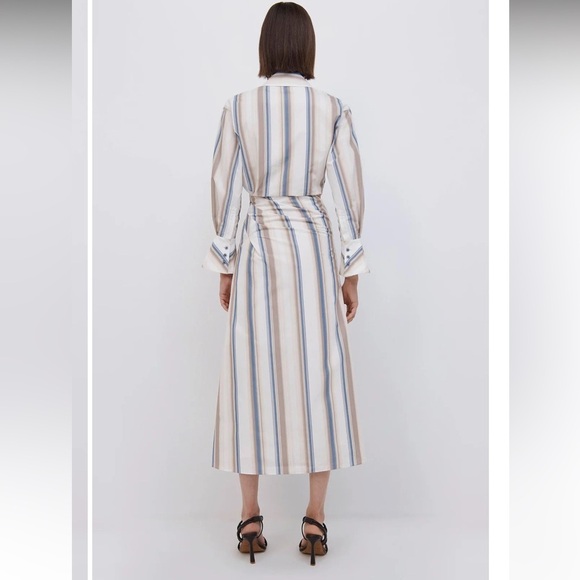 NWT Jonathan Simkhai- Marge Stripe Heavy Cotton Midi Dress. Size 4 - Picture 2 of 12